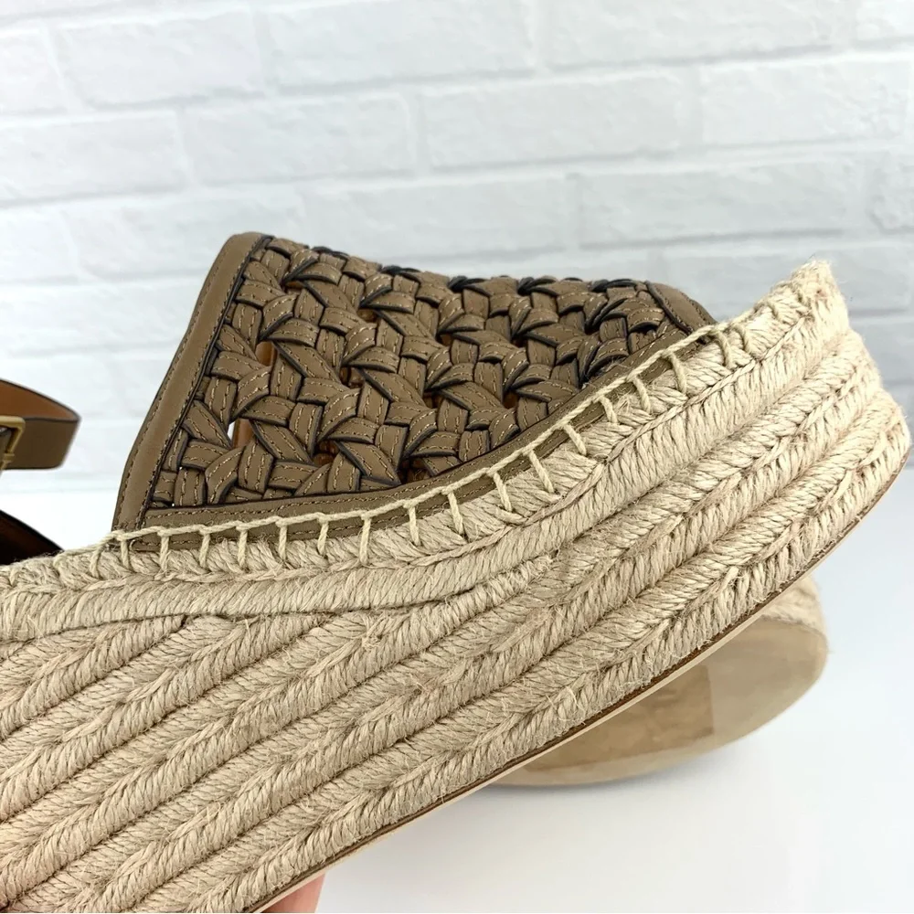 NEW! Tory Burch Basketweave Beige Espadrilles Wedges Size 8.5 $348